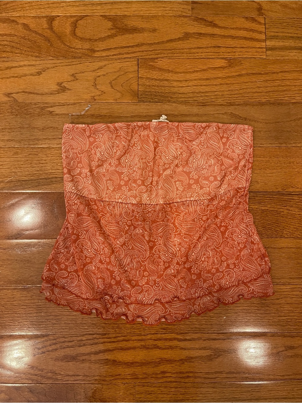 See You Monday Rust Orange Paisley Mesh Festival Tube Top Size XL